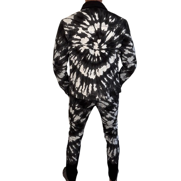 Philipp Plein "Washed with Love" Black White‎ Tie-Dye Denim Jacket Size M | Rare - Picture 3 of 11